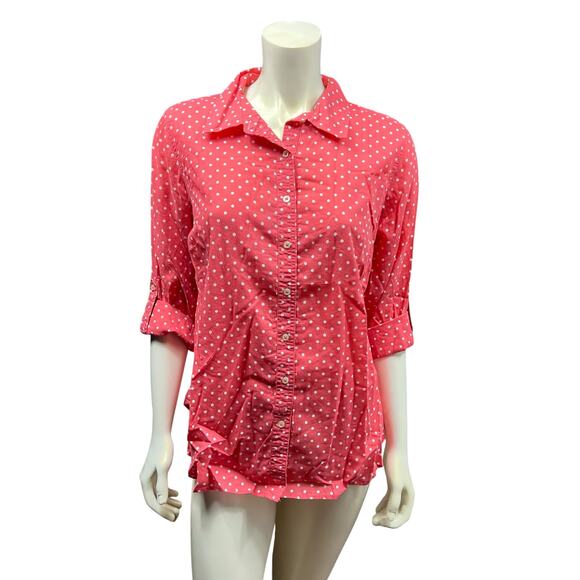 Talbots 1X Pink Polka Dot Button-Down Shirt - Excellent Condition - Picture 8 of 10
